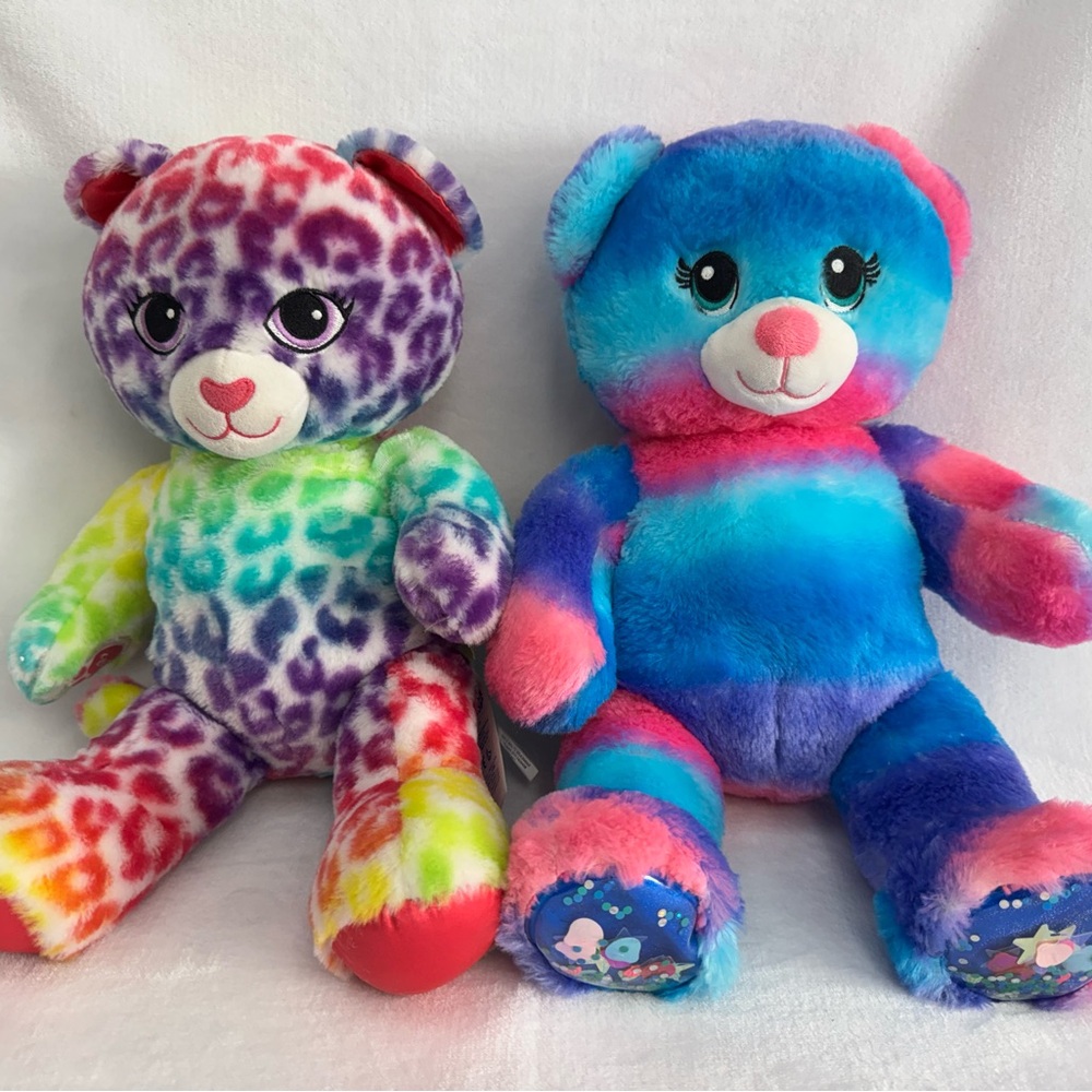 2 Build-A-Bear Ocean Bear & Leopard Plush Stuffed Animal Toys Medium Lot BAB